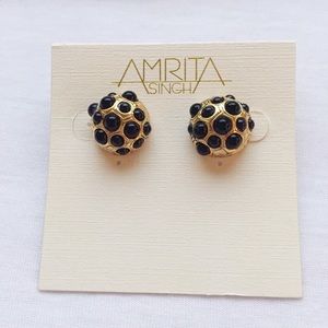 Amrita Singh Black & Gold Stud Earrings